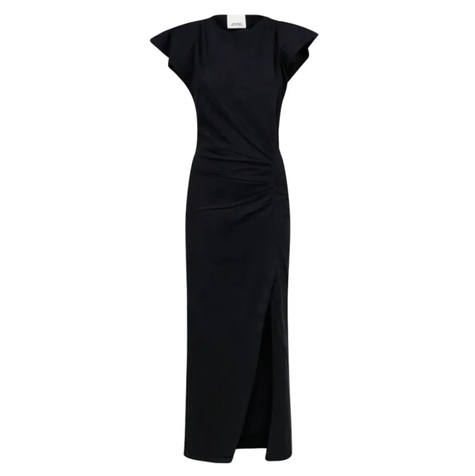 Schwarzes Nadela Kleid mit Frontschlitz