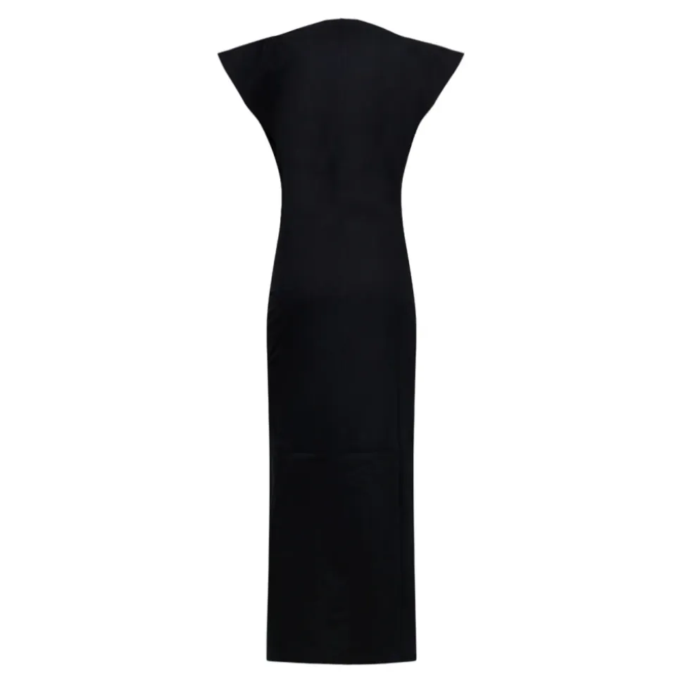 Schwarzes Nadela Kleid mit Frontschlitz
