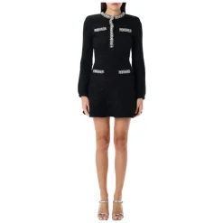 Schwarzes Paillettenstrick Minikleid