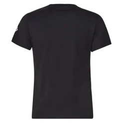 Schwarzes T-Shirt aus Baumwolle mit Perlenlogo