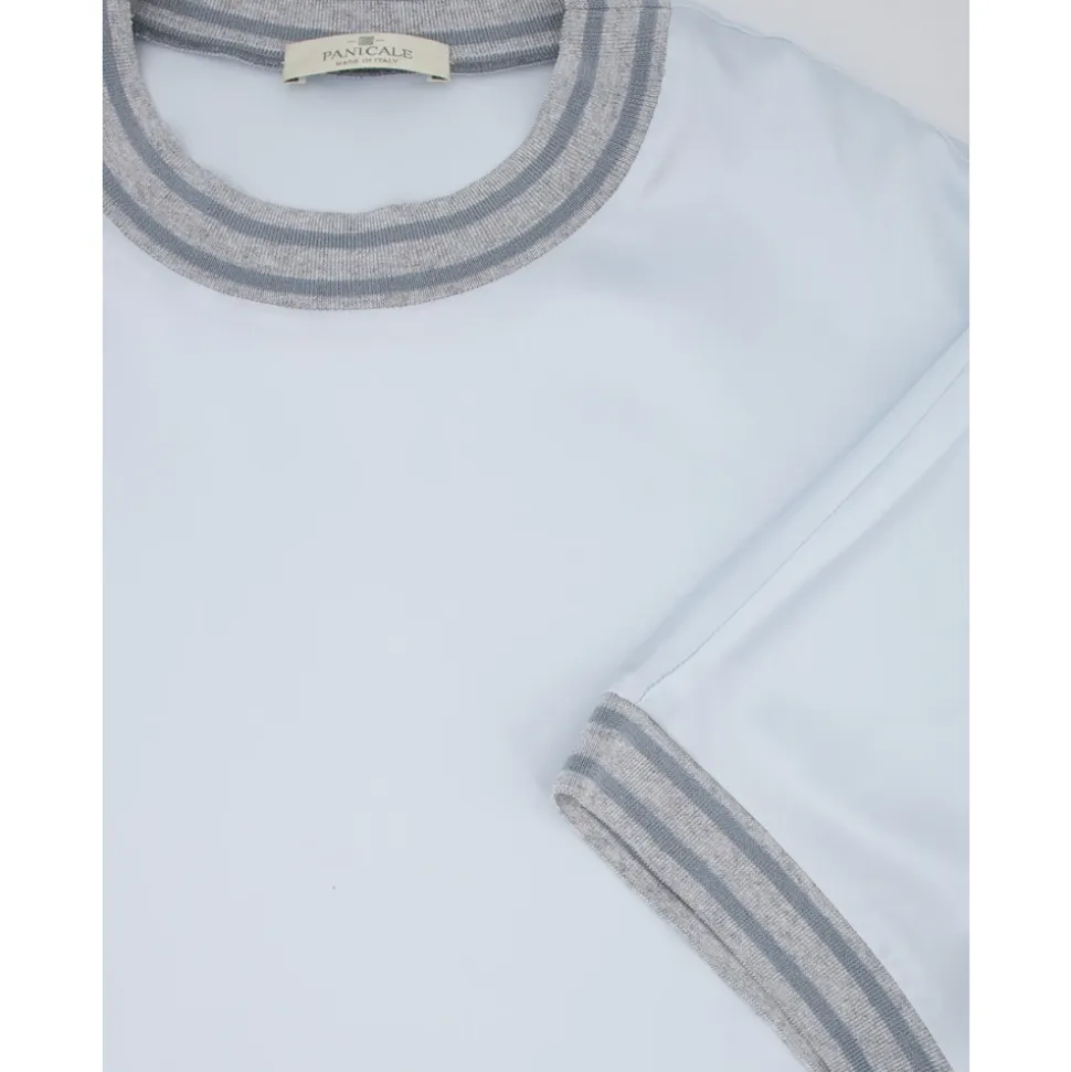 Seidener Pullover mit kontrastfarbenen Kanten