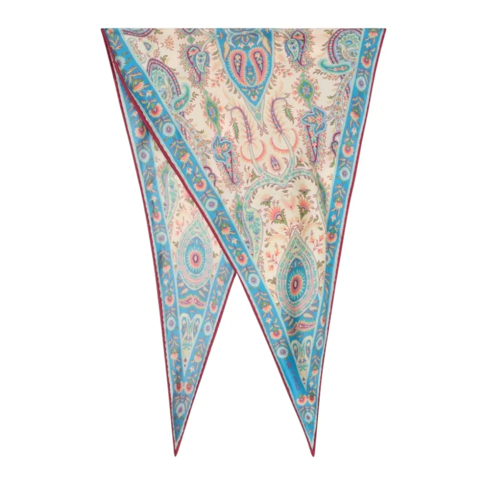 Seidenschal mit floralem und blattreichem Paisley-Motiv