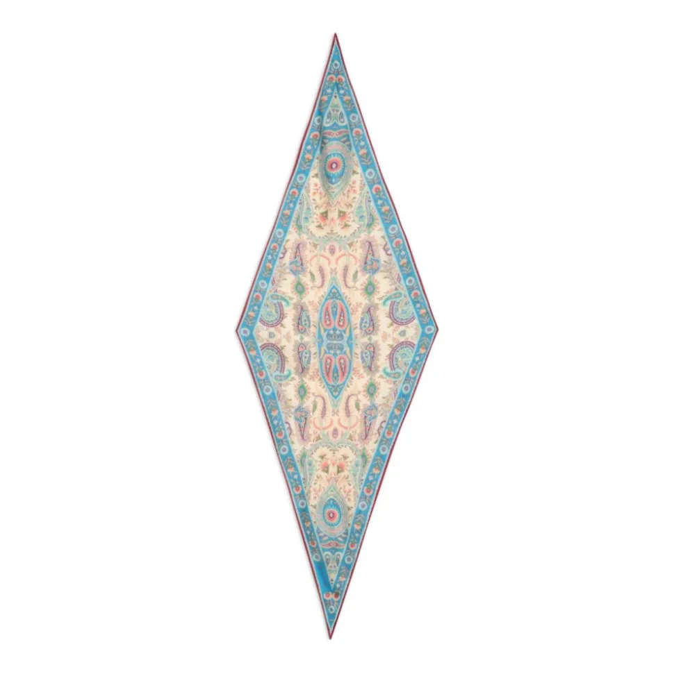 Seidenschal mit floralem und blattreichem Paisley-Motiv