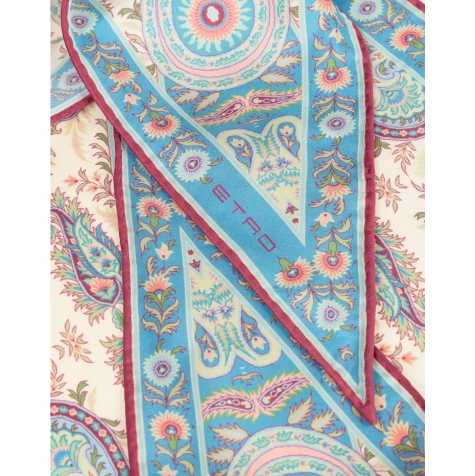 Seidenschal mit floralem und blattreichem Paisley-Motiv