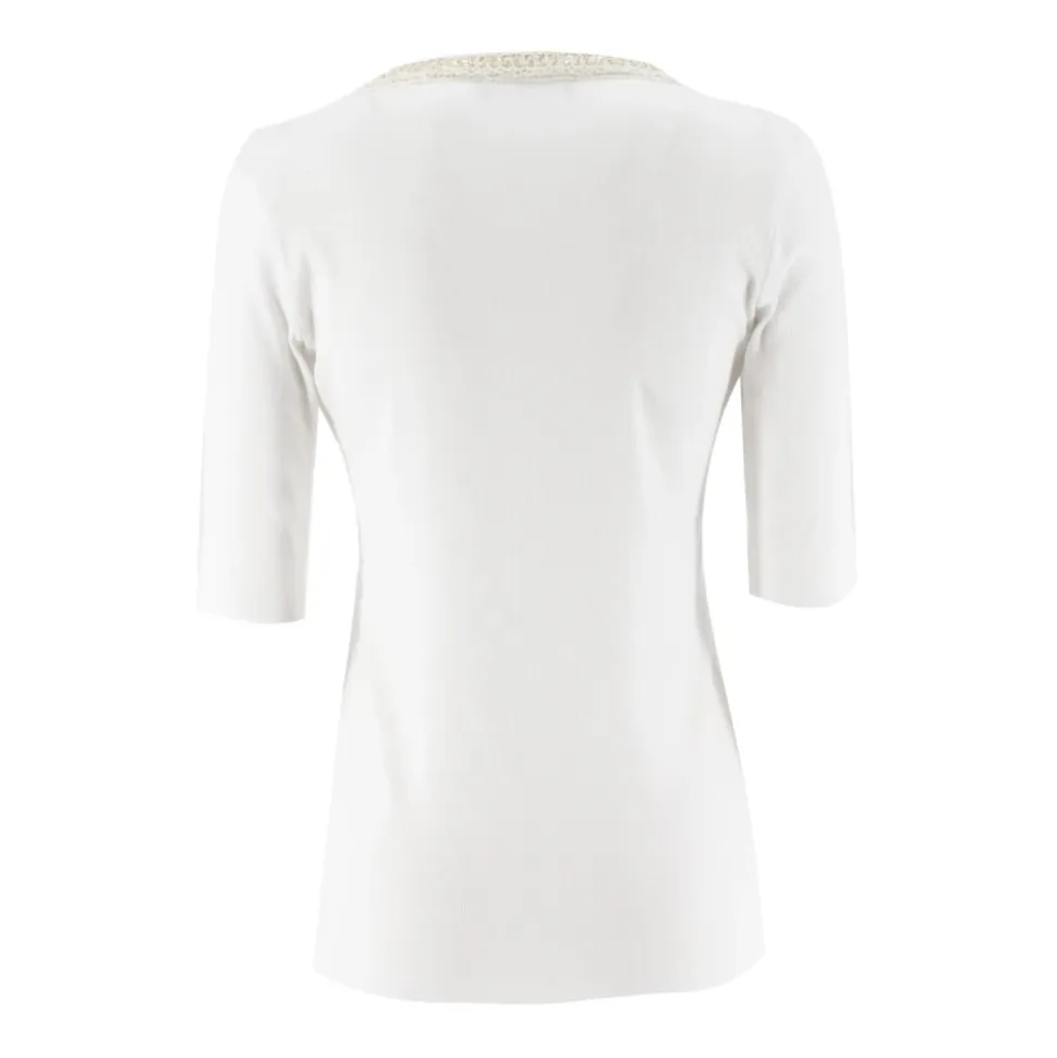 Sequin Rippen T-Shirt aus Baumwolle