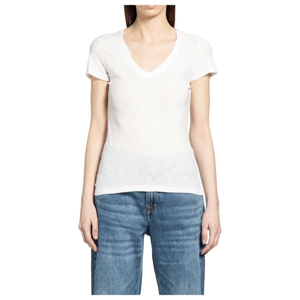 Sheer Slub Casual V Neck