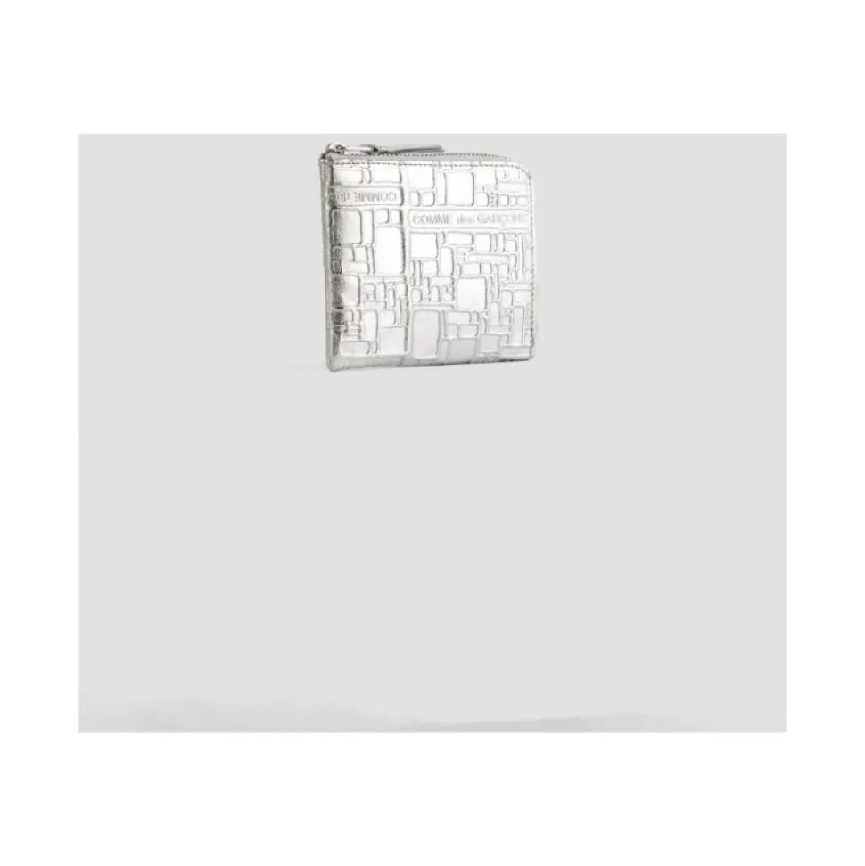 Silber geprägte Lederbrieftasche mit Reißverschluss