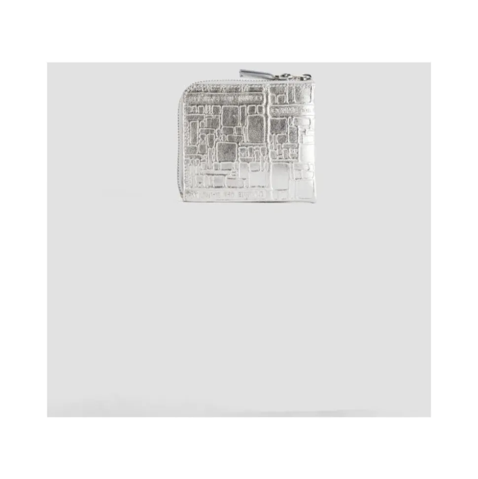 Silber geprägte Lederbrieftasche mit Reißverschluss