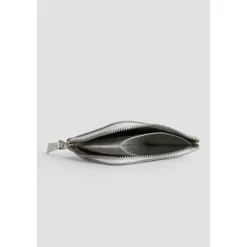 Silber geprägte Lederbrieftasche mit Reißverschluss