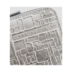Silber geprägte Lederbrieftasche mit Reißverschluss