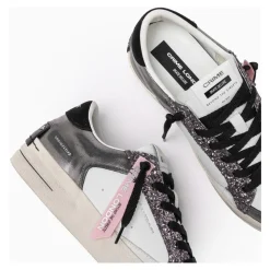 Silber Glitter Sneakers Stilvoll Italienisch Handgefertigt