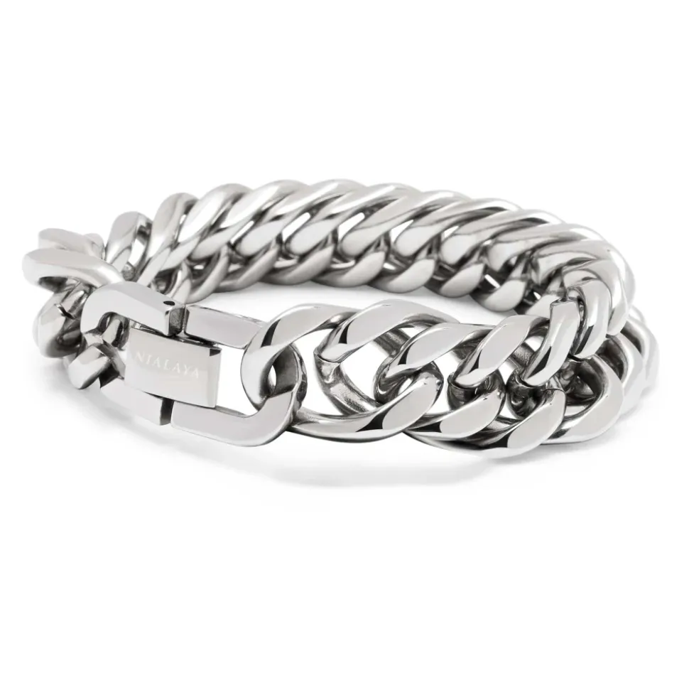 Silver Chunky Cuban Chain Bracelet