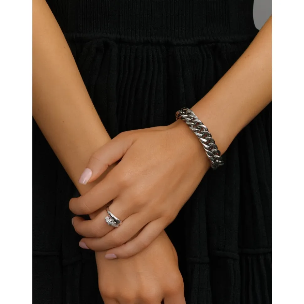 Silver Chunky Cuban Chain Bracelet