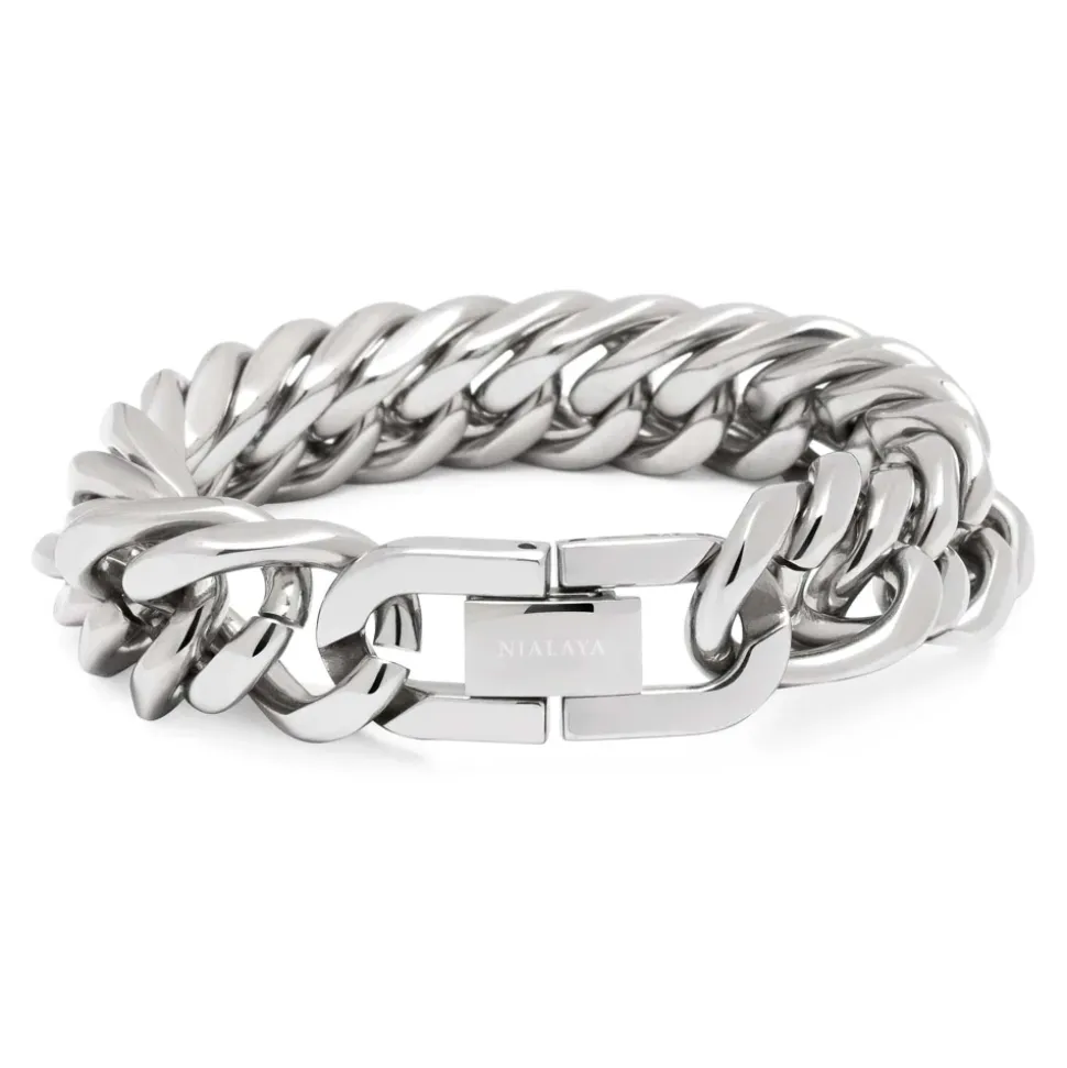 Silver Chunky Cuban Chain Bracelet