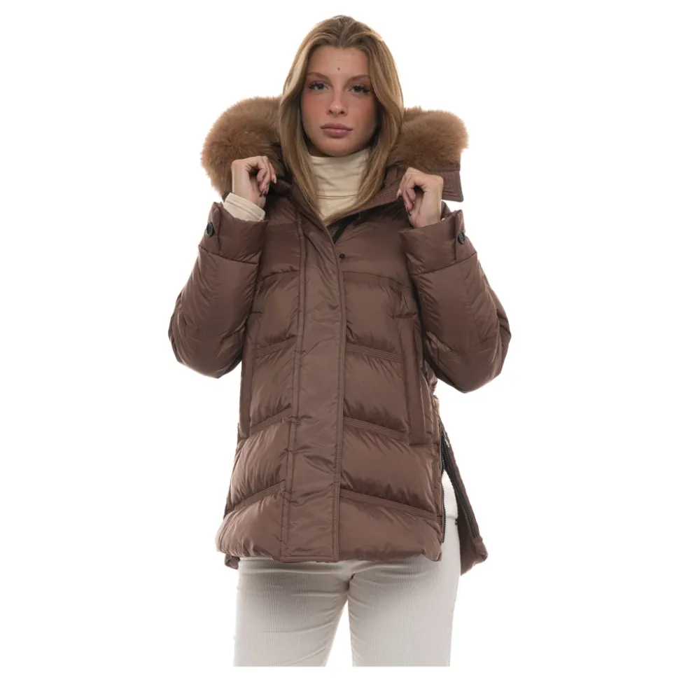 Steppjacke mit abnehmbarem Pelzkragen
