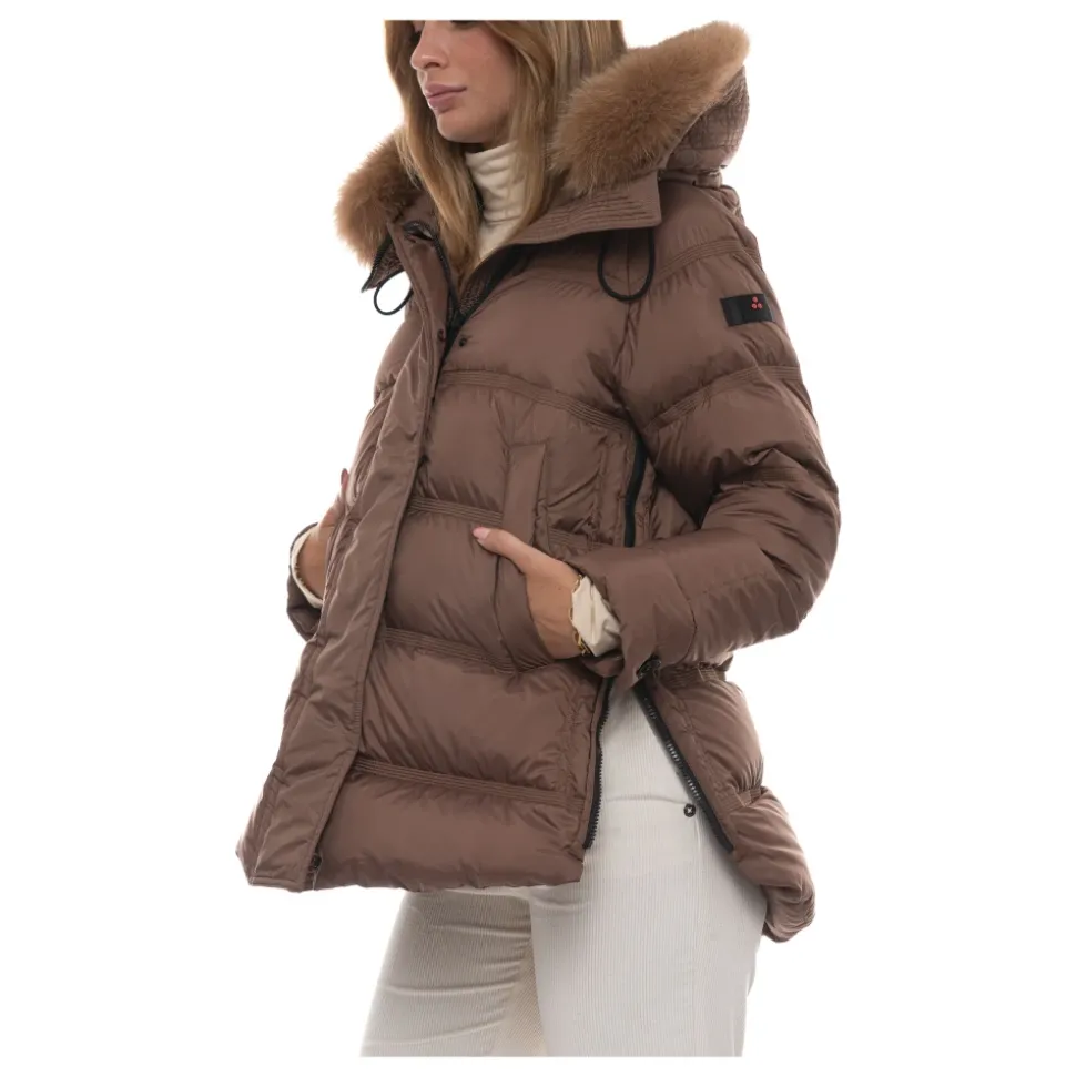 Steppjacke mit abnehmbarem Pelzkragen