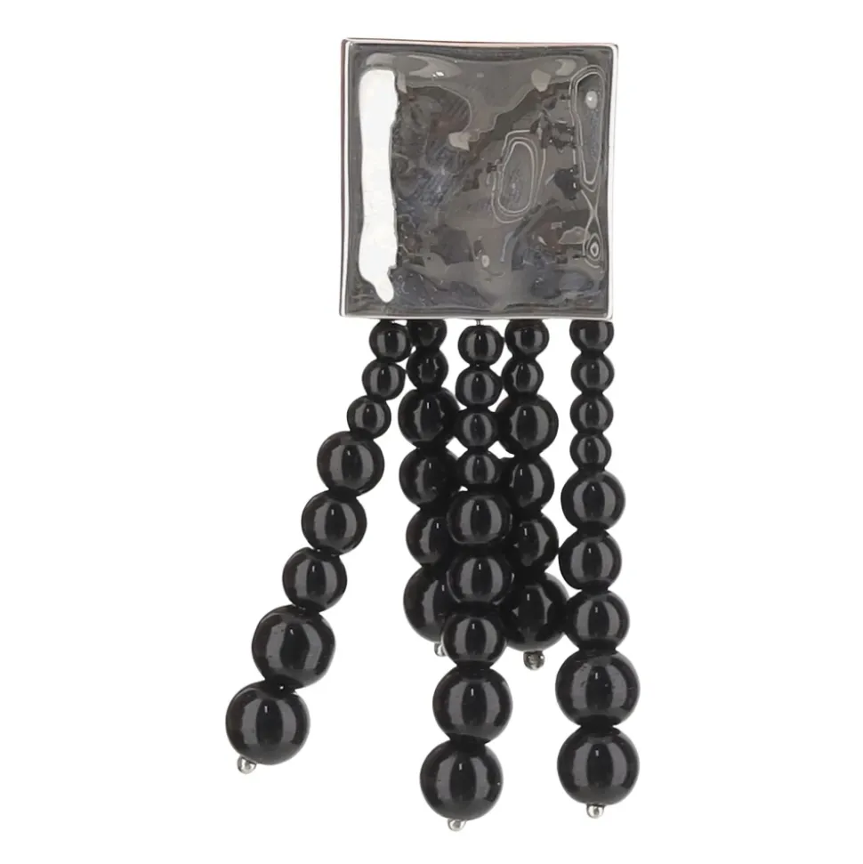 Sterling Silber Onyx Perle Ohrring