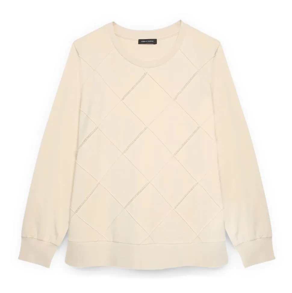 Sweatshirt mit Diamantenmuster und Perlen