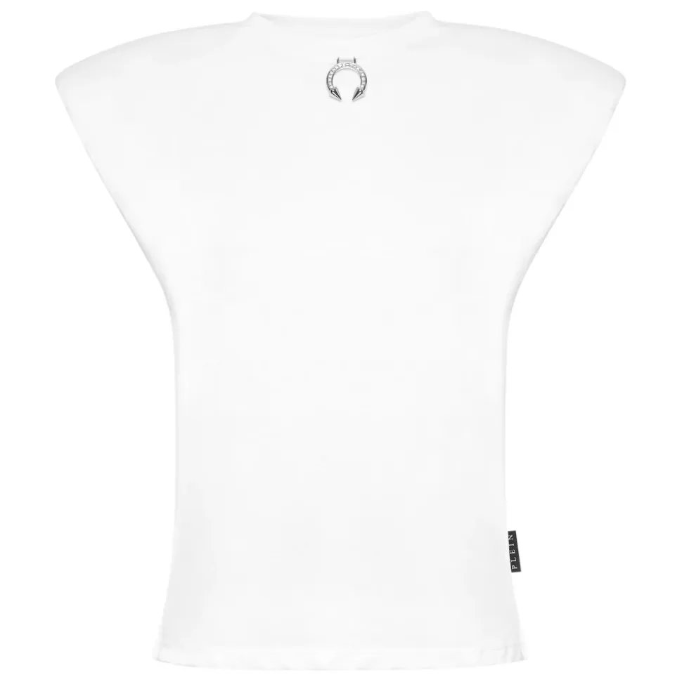 Tanktop Rundhals Piercing mit gepolsterten Schultern