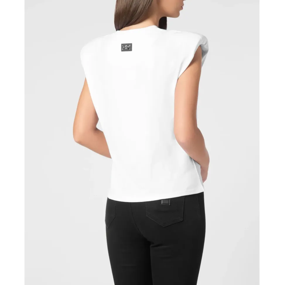 Tanktop Rundhals Piercing mit gepolsterten Schultern