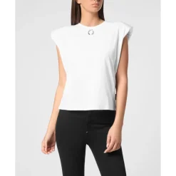 Tanktop Rundhals Piercing mit gepolsterten Schultern