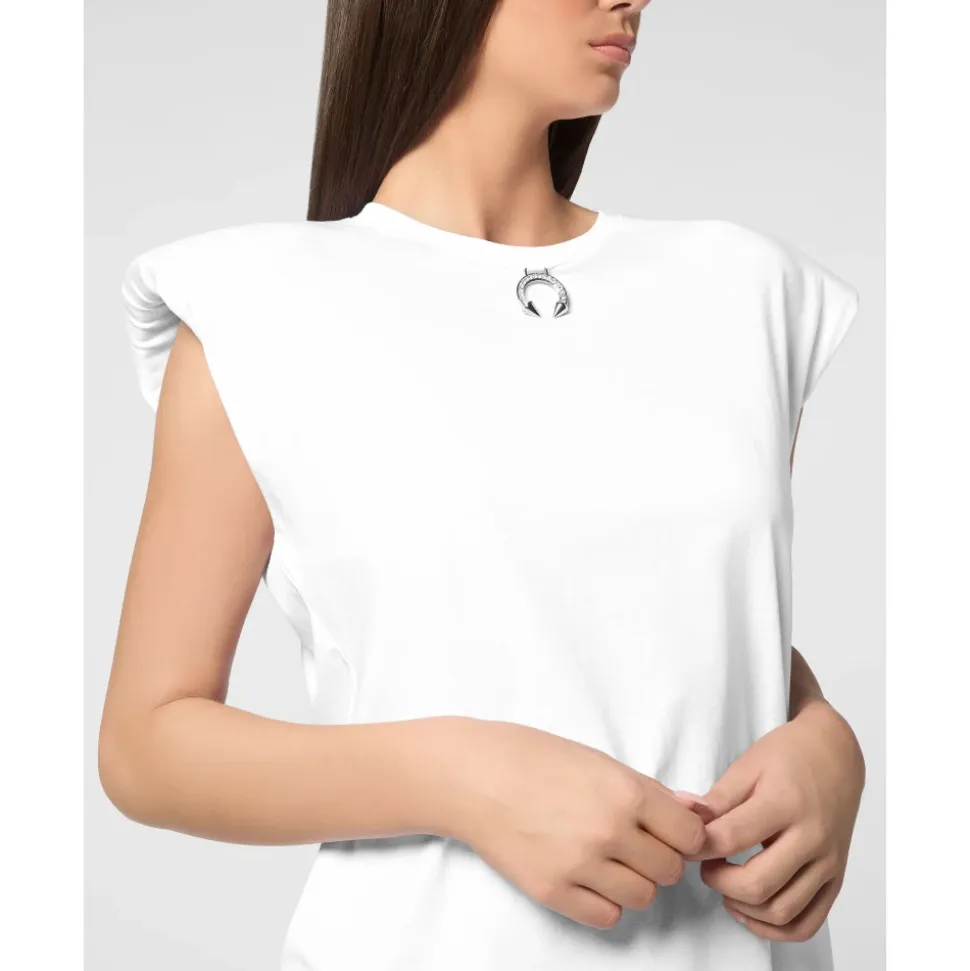 Tanktop Rundhals Piercing mit gepolsterten Schultern