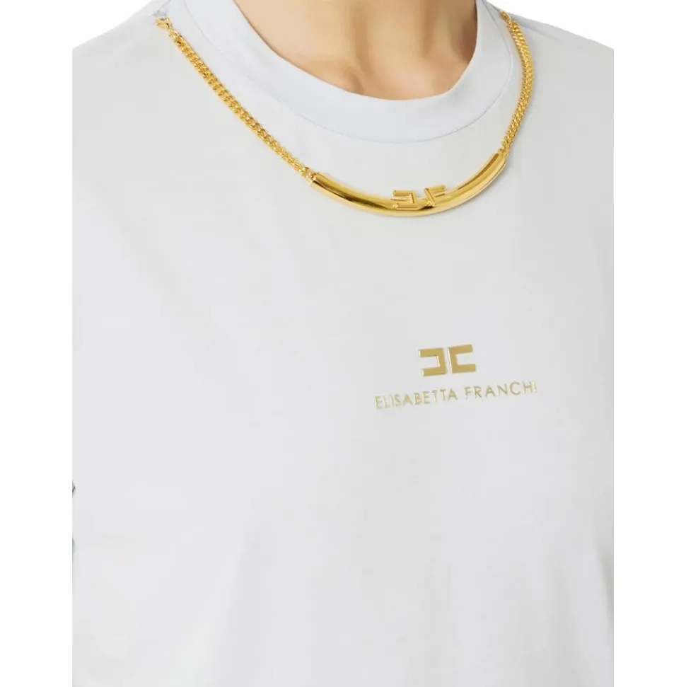 T-Shirt aus Baumwolljersey mit Halskette