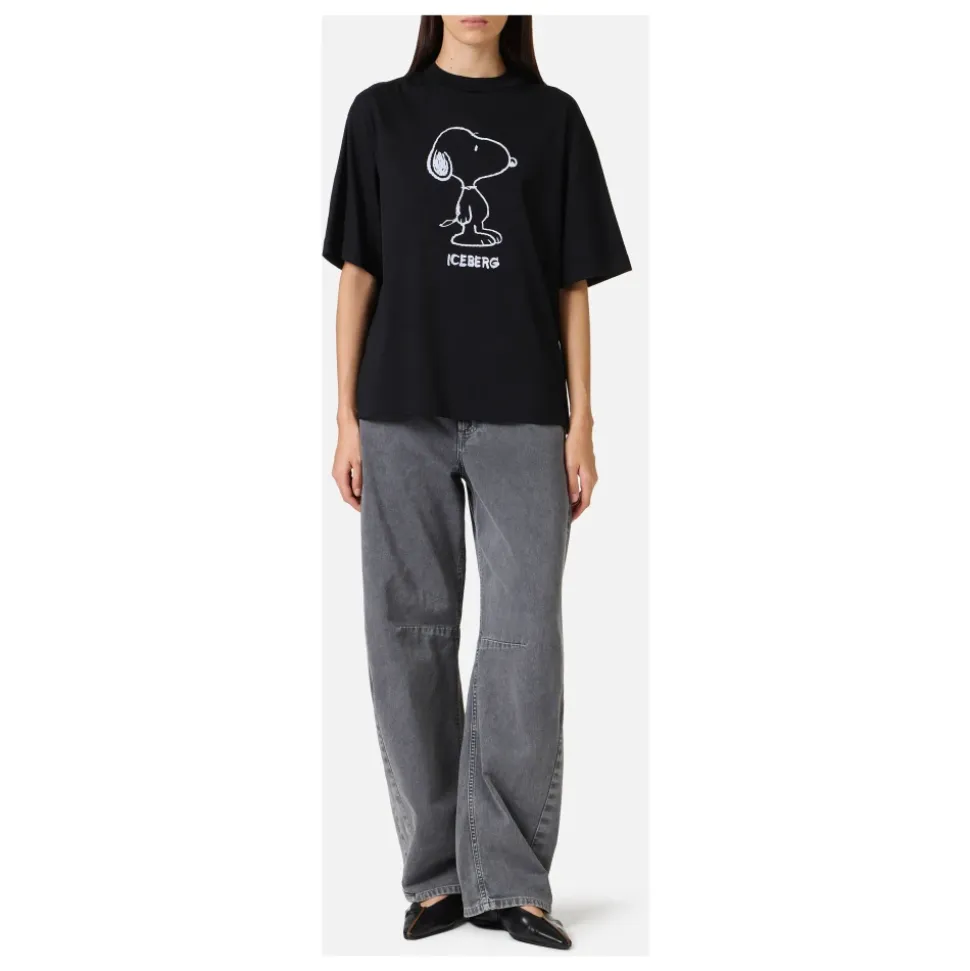 T-Shirt mit lockerer Passform und Snoopy-Applikation