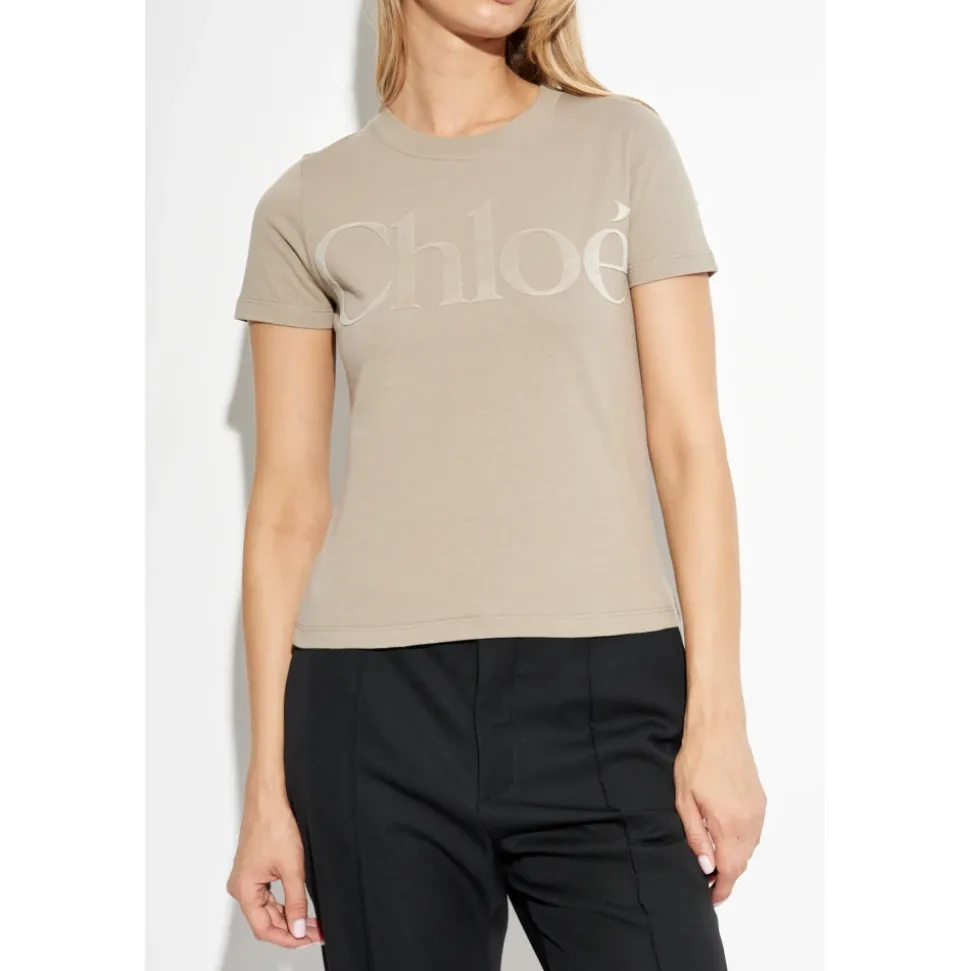 T-Shirt mit Samtlogo-Finish