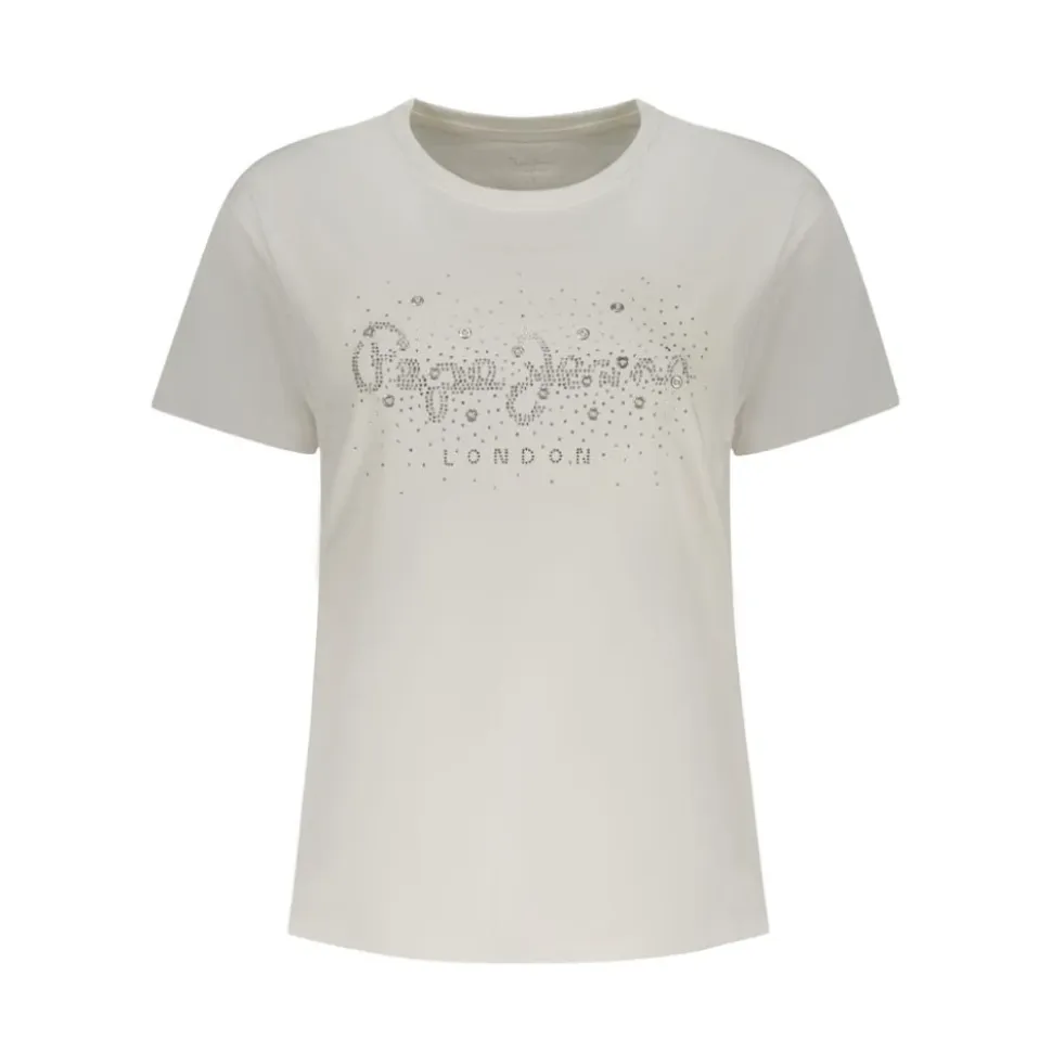 T-Shirt mit Strass-Details und kurzen Ärmeln