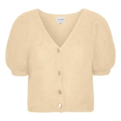 V-Ausschnitt Cropped Cardigan Mandel
