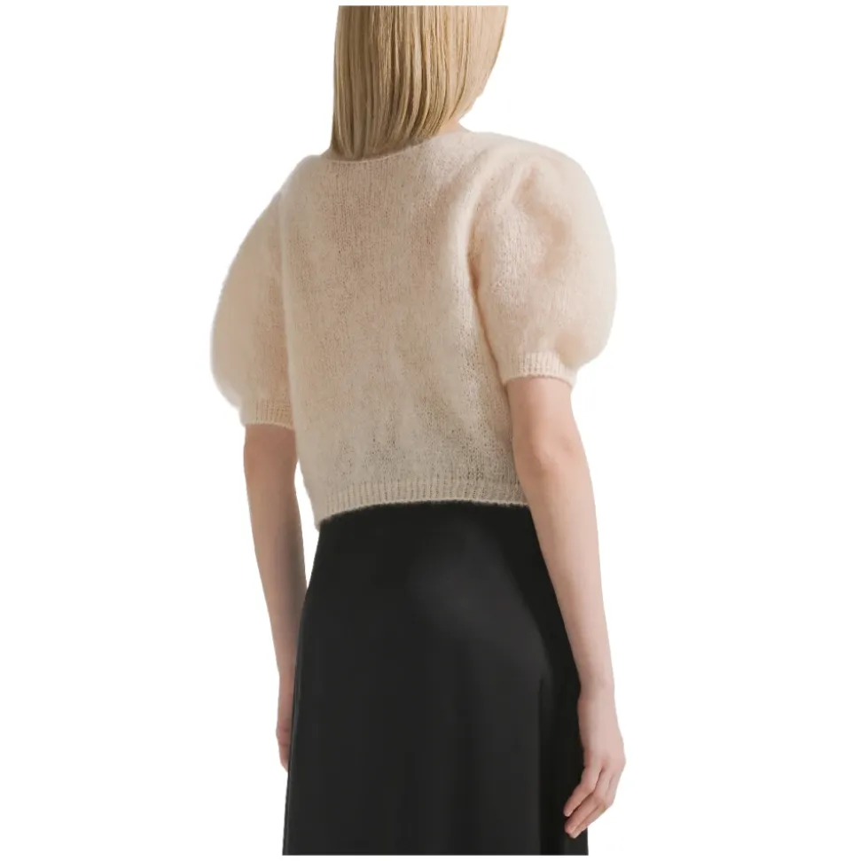 V-Ausschnitt Cropped Cardigan Mandel