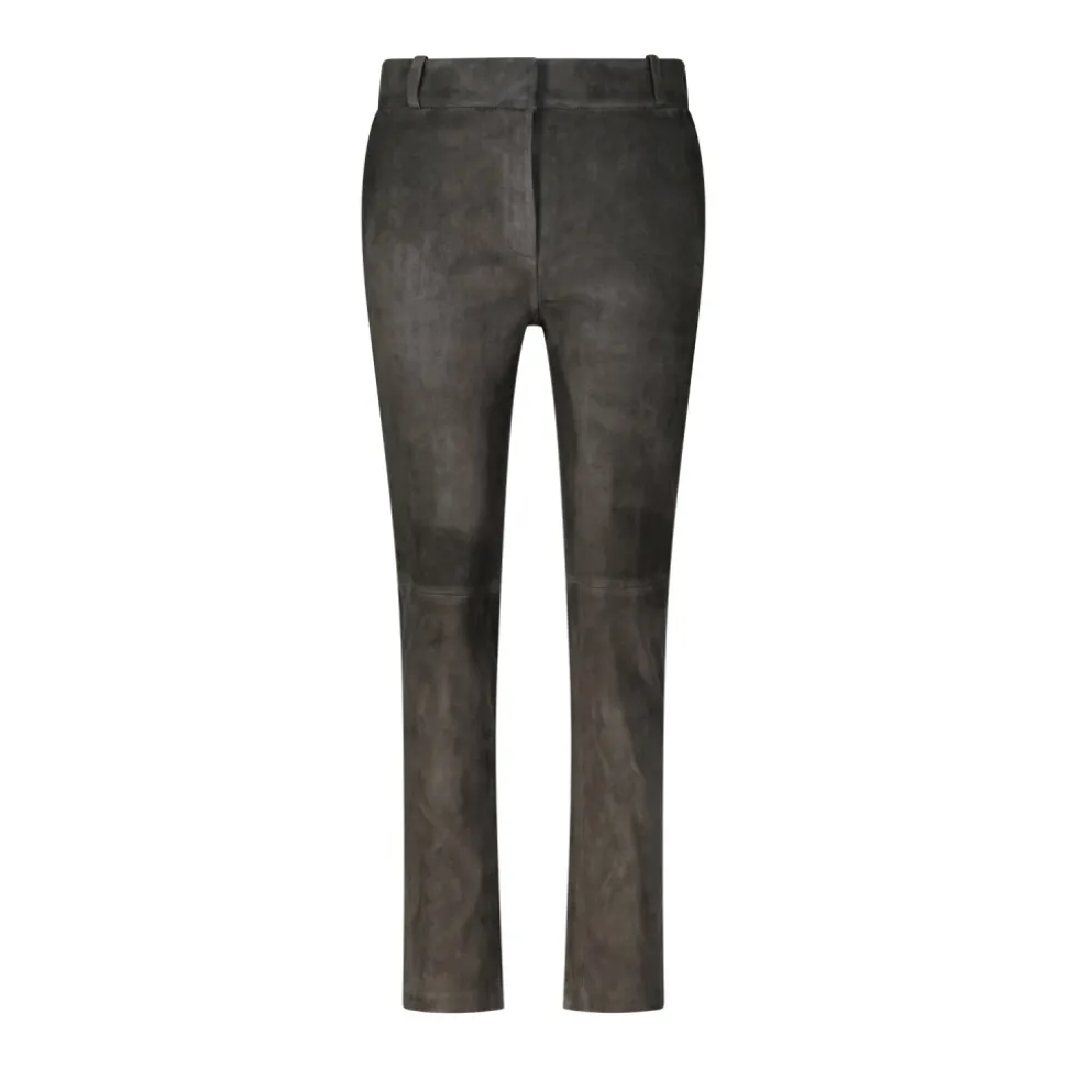 Veloursleder Slim-Fit Hose mit Kniernaht