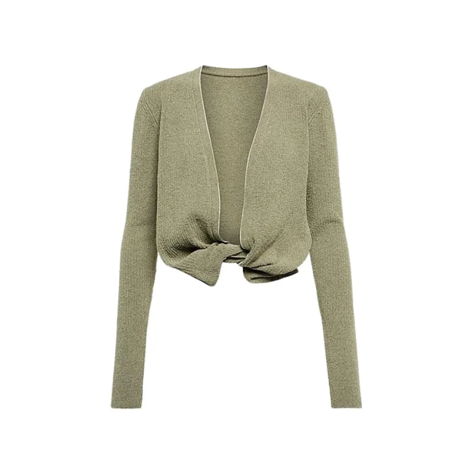 Verdrehte Strickjacke mit tiefem Ausschnitt