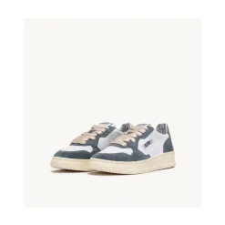 Vintage-inspirierte Low-Top Sneakers Weiß/Grau