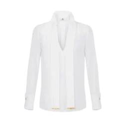 Viskose-Georgette-Bluse mit Schärpengürtel