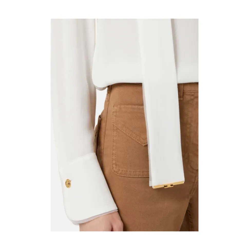 Viskose-Georgette-Bluse mit Schärpengürtel