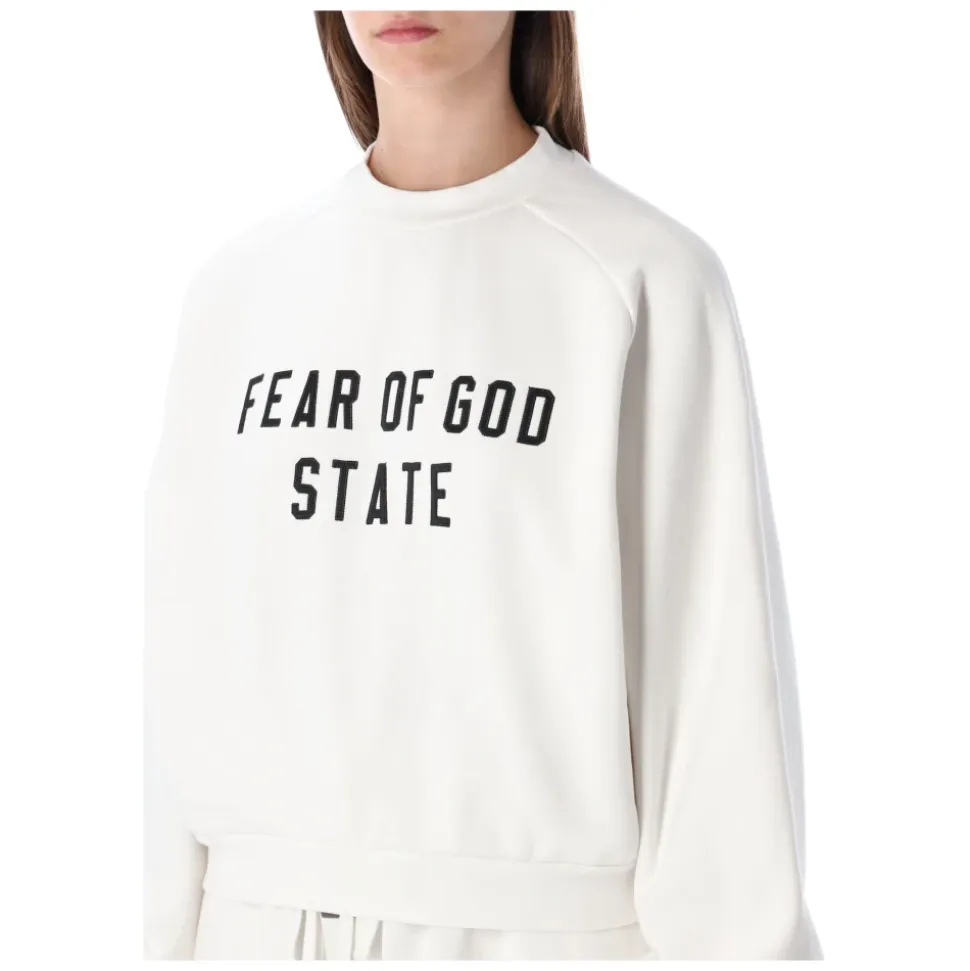 Weiße Baumwoll-Raglan-Crewneck-Sweatshirt