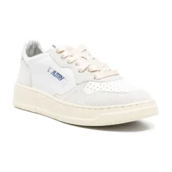 Weiße Leder Glitter Sneakers
