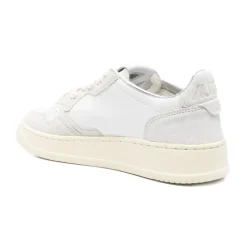 Weiße Leder Glitter Sneakers