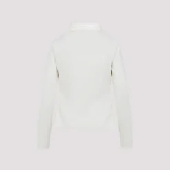 Weiße Wolljacke mit Feder-Einsatz