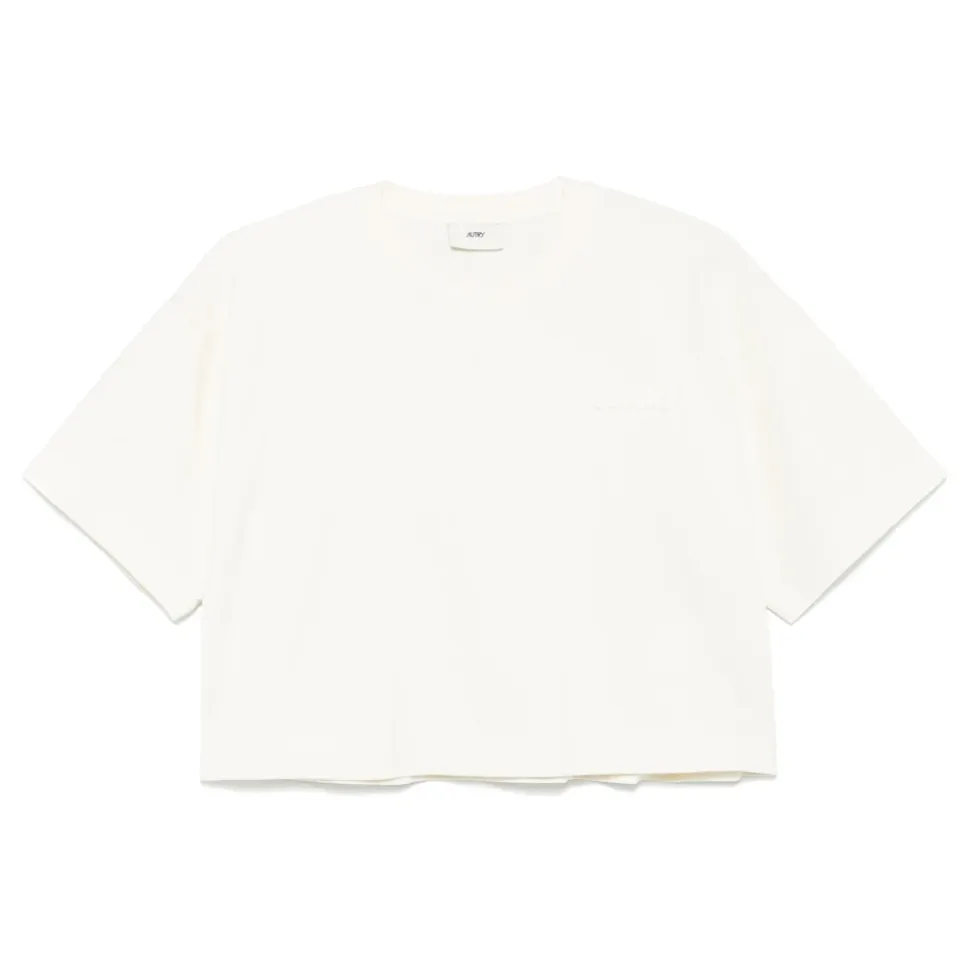 Weißes Crew Neck Logo Patch T-Shirt