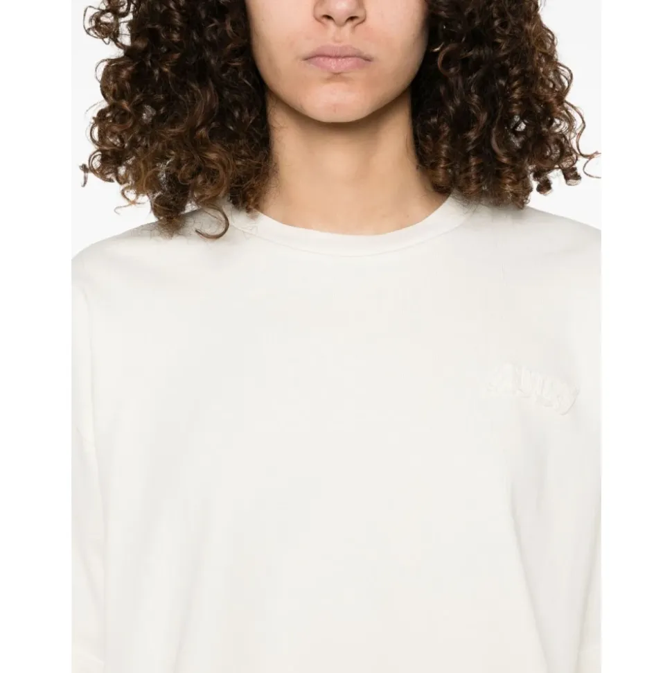 Weißes Crew Neck Logo Patch T-Shirt