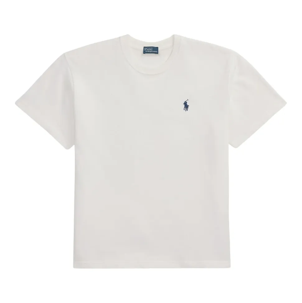 Weißes T-Shirt mit gesticktem Pony