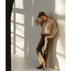 Weite Bein V-Front Jeans