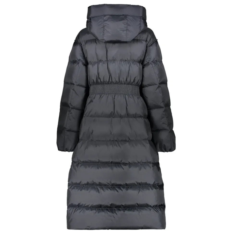 Wendbare lange Daunenjacke mit Kapuze