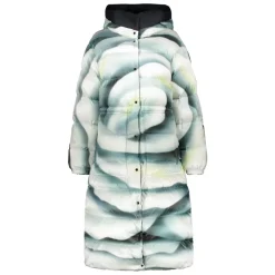 Wendbare lange Daunenjacke mit Kapuze