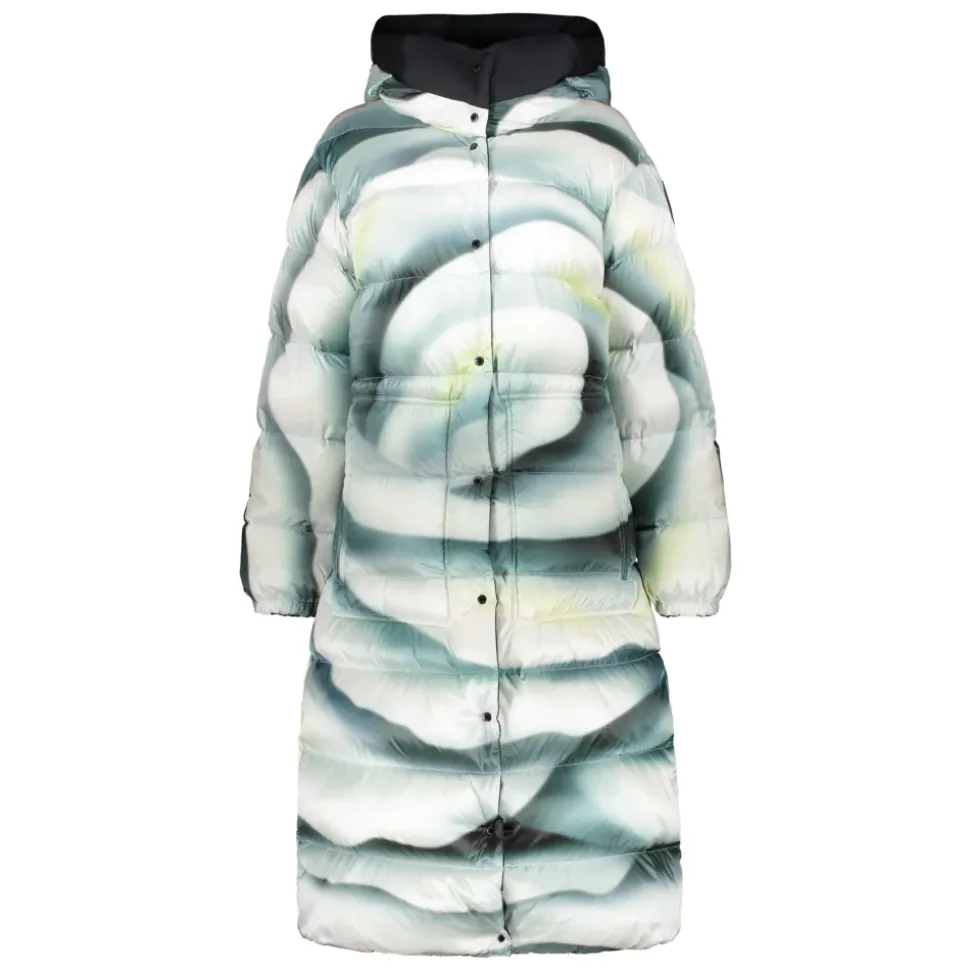 Wendbare lange Daunenjacke mit Kapuze