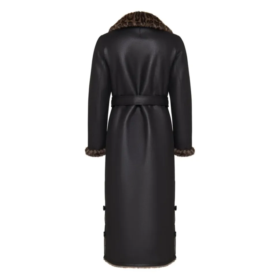 Wendbarer Fake Shearling Mantel mit Animal Print