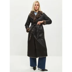 Wendbarer Fake Shearling Mantel mit Animal Print